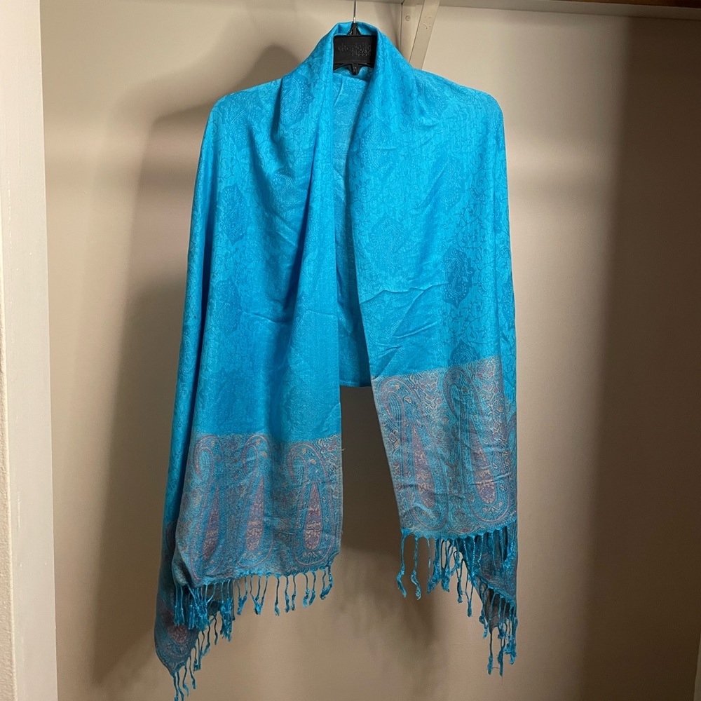 Afghan cashmere scarf turquoise